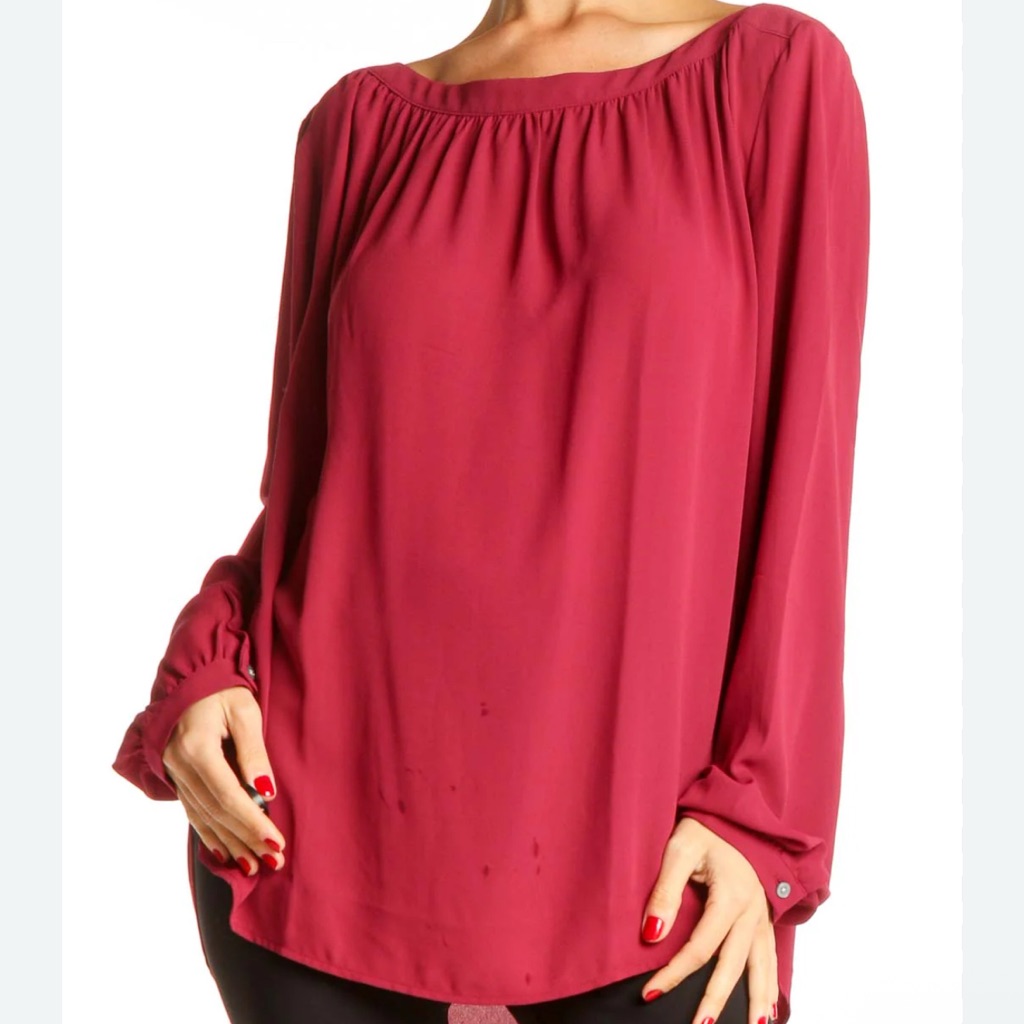Loft Burgundy Long Sleeve Lightweight Blouse